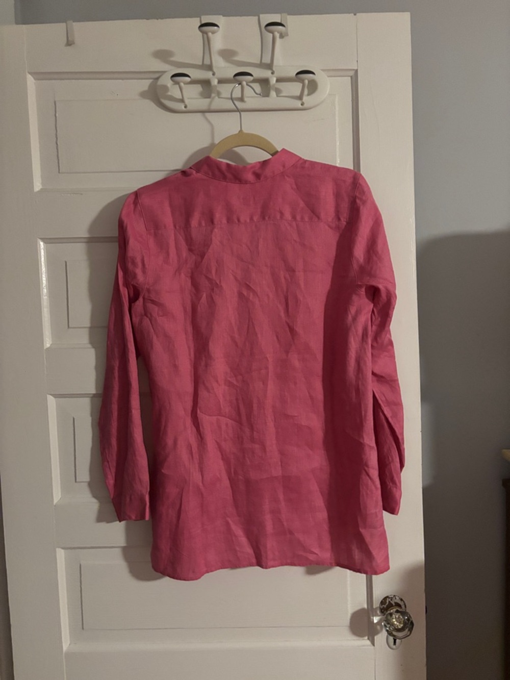 NWT J. Jill Pink Linen Button-Up Tunic Shirt - Picture 4 of 4